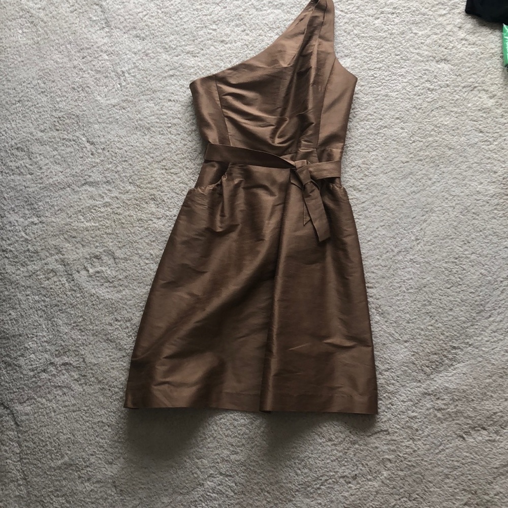Gold polyester dress, size 6.